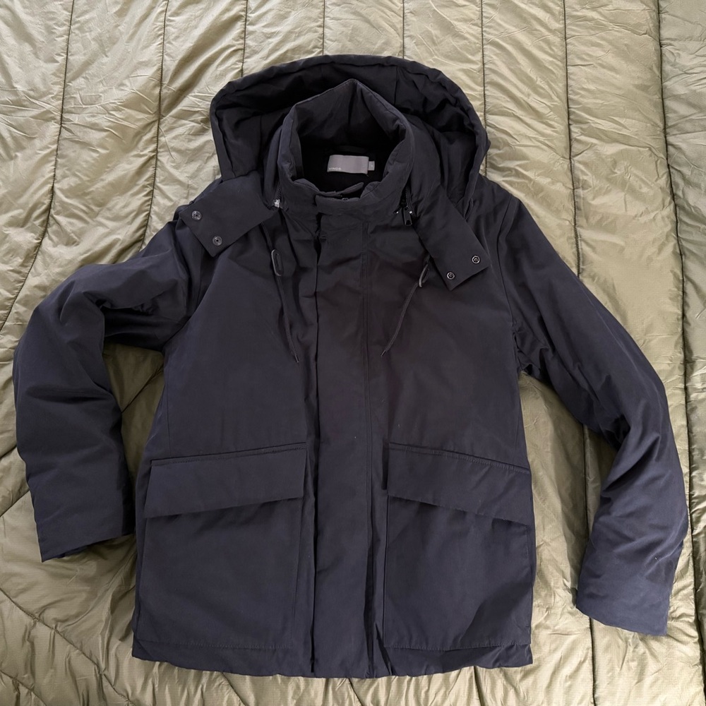 VINCE Mens Black Full Zip Hooded Down Parka Jacket Coat Size M - Picture 2 of 12